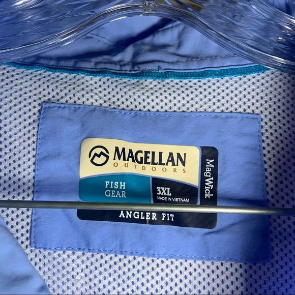 Magellan Blue Fish Gear Short Sleeve Angler Fit Button Up Shirt 3XL - Picture 2 of 8